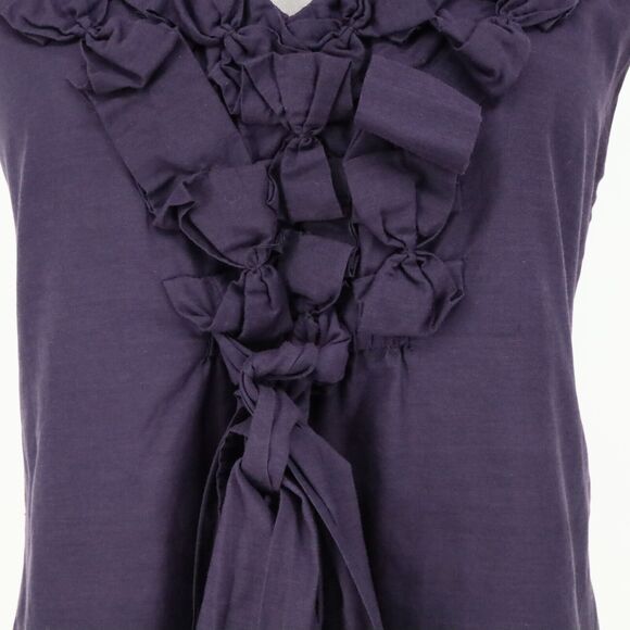 Baraschi Top Womens 6 Purple Ruffle Neck Blouse Side Zip Lined Fitted Romantic - Picture 13 of 16
